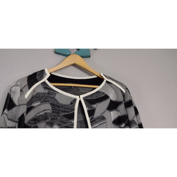 Misook knit cardigan sweater top 1X modern abstract print plus size - Picture 5 of 16